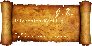 Jelencsics Kamilla névjegykártya